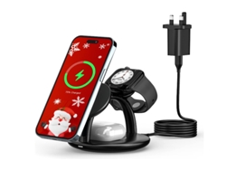 Cargador Inalámbrico, Estación De Carga Inalámbrica Magnética 3 En 1 Con Cable Usb-c De 1 M (negro)
