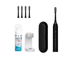 Cepillo de dientes eléctrico HHZ Ultrasónico 4 cabezales de cepillo Porta maleta Mousse de limpieza
