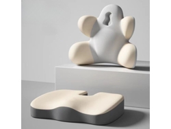 Almohada Ergonómica De Apoyo Lumbar Con Cojín De Espuma Viscoelástica, Beige Y Gris Gertiz