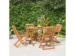 Juego de comedor de jardín de 5 piezas en madera maciza de acacia, DKD Home Decor