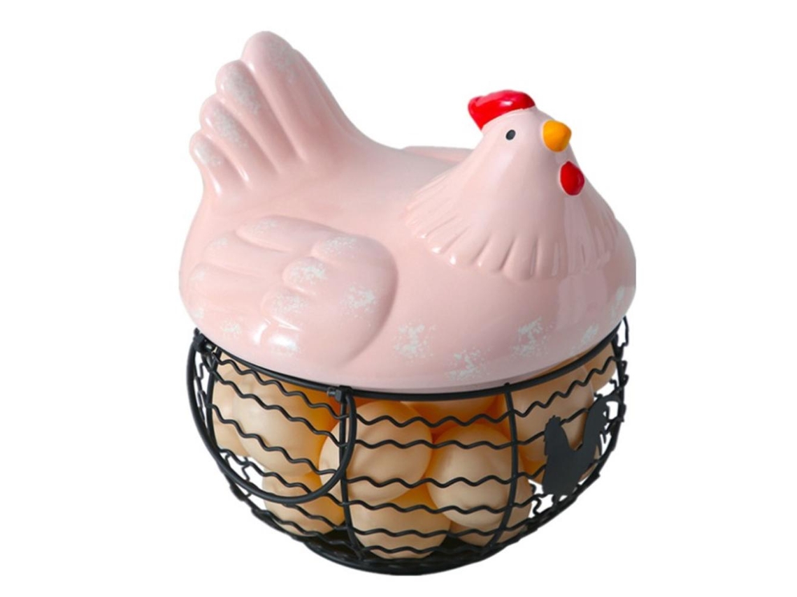 Cesta de hierro y cerámica para almacenar pollos | Sin marca