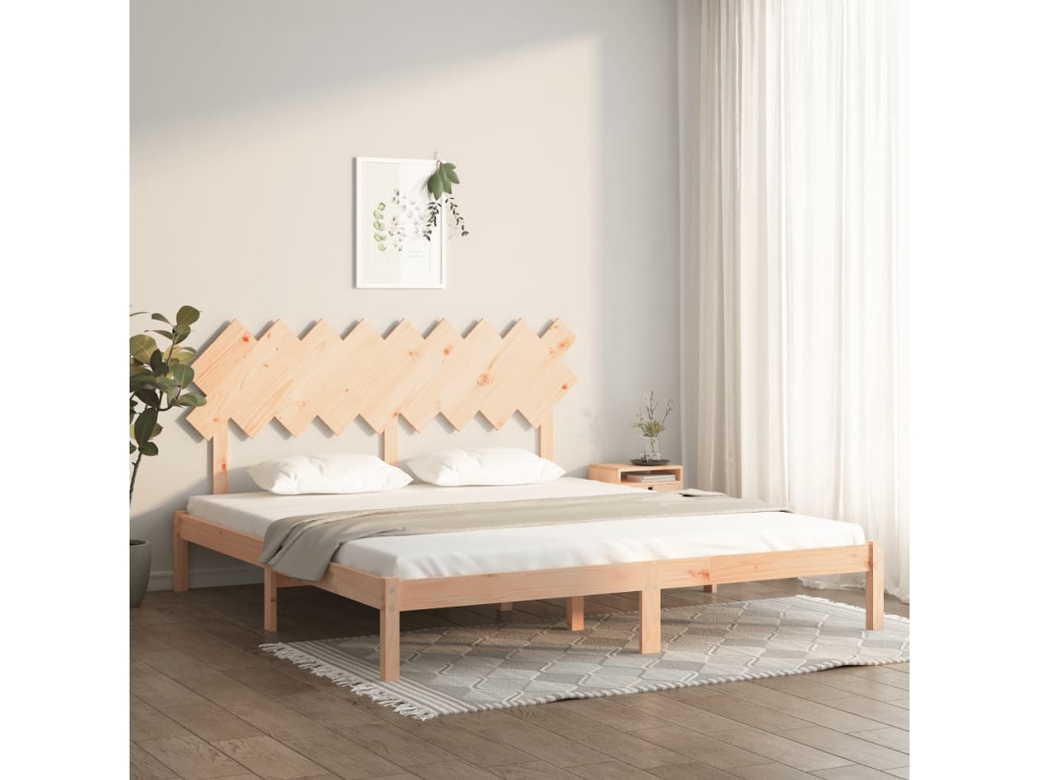 Estructura De Cama De Madera Maciza Super King 180x200 Cm