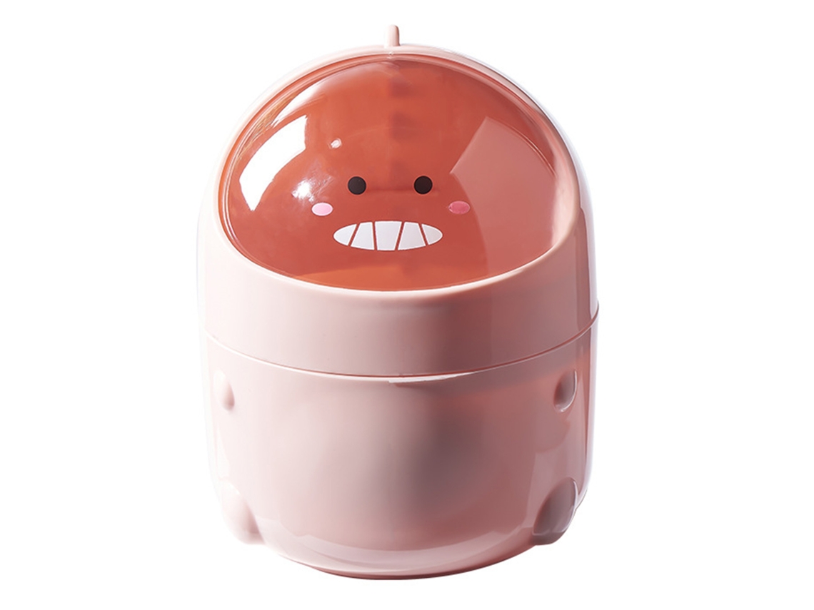 Papelera multifuncional Baok-cubo para oficina con tapa abatible, pequeño contenedor cúbico con diseño de dibujos animados para el hogar, la escuela y la oficina, color rosa.