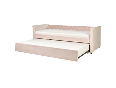 Cama Nido Chesterfield Libourne BELIANI Terciopelo Rosa (184x220x75)