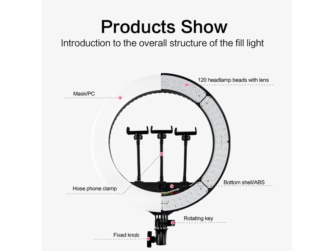 Blackhq18 Anillo Luz Led Trípode 55w 3000-6000k 3 Modos Color Youtube Tiktok Streaming Vlogs Belleza Selfies