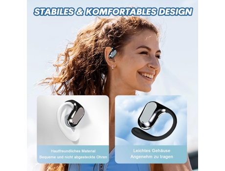 Auriculares abiertos Bluetooth sin cables deportivos Air Line, auriculares sin cables con gancho de oreja, auriculares de conducción ósea sin CHRON...