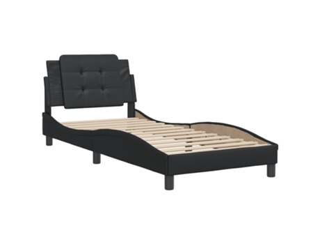Cama con Cabecero VIDAXL Polipiel Negro (218x105x745cm)