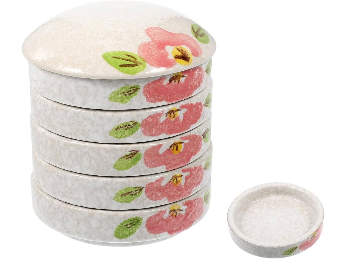 Besportble Paleta De Cerámica De Cinco Capas Healeved Para Pintar Y Mezclar Acuarelas Y Tener Una Ligera Di...