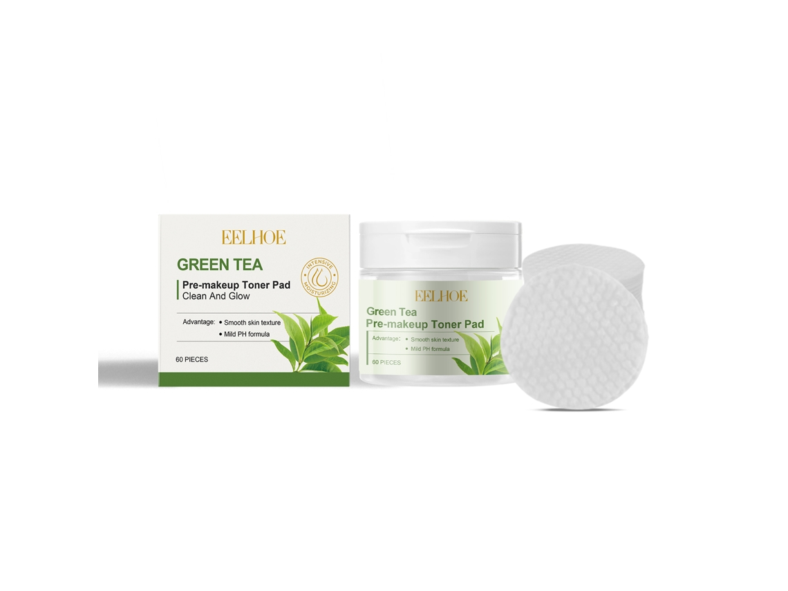 Discos de algodón hidratantes de té verde para antes del maquillaje