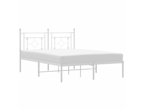 VIDAXL Estructura de cama con cabecero de metal blanco (135x190 cm)
