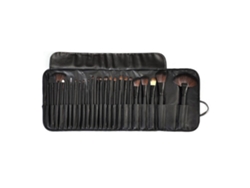 Juego De 24 Brochas De Maquillaje Suaves Negras Con Estuche De Cuero Sintético Para Maquillaje Profesional.