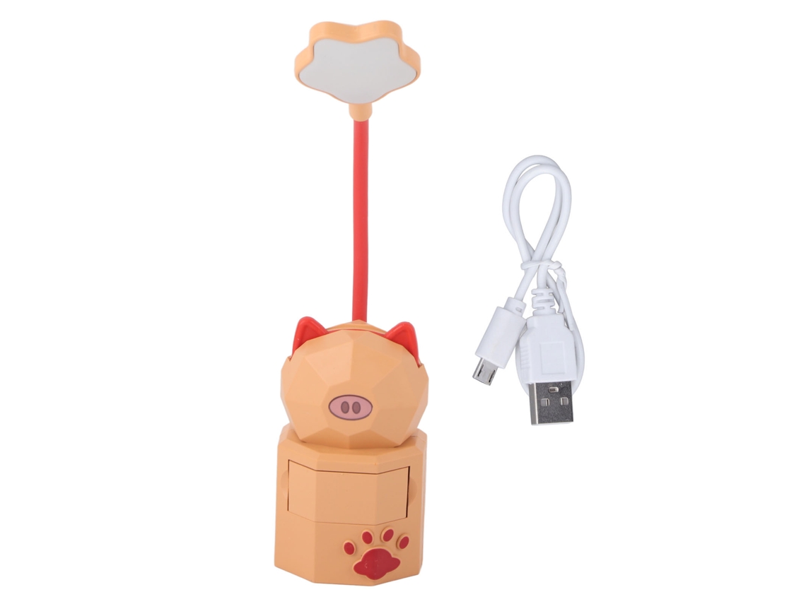 2026-lámpara De Mesa Led En Forma De Cerdo Animado Para Niños Luz De Lectura Protectora De Ojos Cargable Usb Luz Nocturna Dormitorio Amarilla