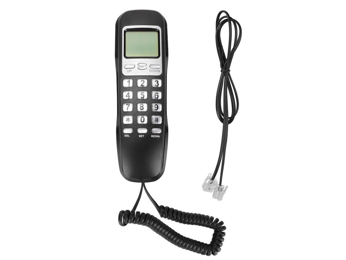 Teléfono Con Cable, Rellamada Y Pequeña Pantalla Lcd Para El Hogar Y La Oficina - Negro