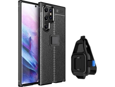 Funda + Soporte de Cintura Samsung S22 Ultra Rugged Leather Negro