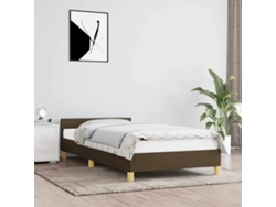 Estructura De Cama Sin Colchón Tela Marrón Oscuro 90x200 Cm
