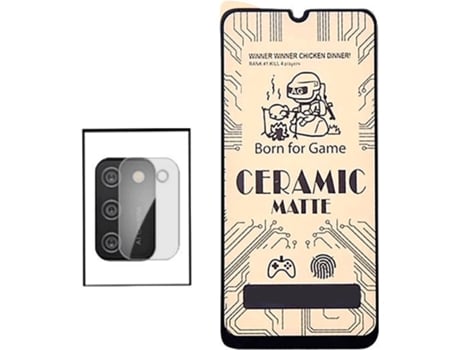 Kit Cristal Templado Ceramic Glass Full Cover Samsung Galaxy A02s PHONECARE y Protector de Cámara