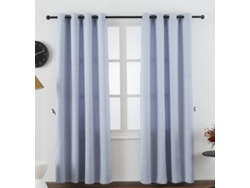 Cortina de Tela Fina con Rayas Cruzadas Blanco Gris 140 x 260 cm - Individual