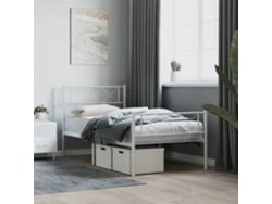 Estructura Cama Sin Colchón Con Estribo Metal Blanco 80x200 Cm
