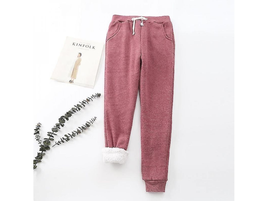 Pantalones Deportivos Para Mujer Con Forro De Sherpa, Cómodos Pantalones Deportivos De Invierno, Cuello Elástico.