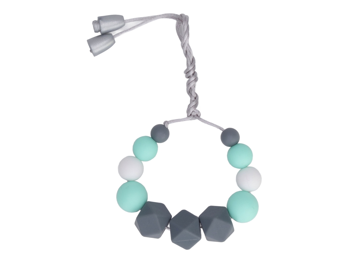Collar Para La Dentición Del Bebé, Cuentas Masticables De Silicona Suave, Masajea Las Encías, Verde Menta.