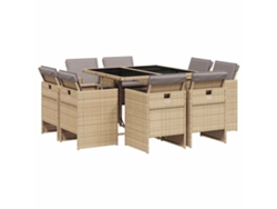 Maison Exclusive - Set Comedor De Jardín 9 Pzas Con Cojines Ratán Sintético Beige