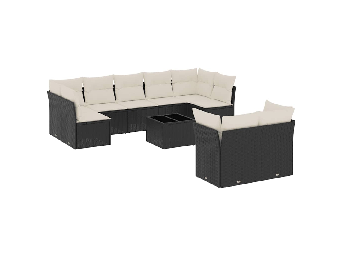 Maison Exclusive - Set De Sofás De Jardín 10 Pzas Cojines Ratán Sintético Negro