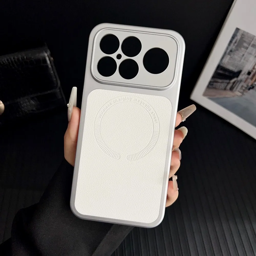 (blanco, Poco F8 Ultra) Funda Para Teléfono Con Textura De Cuero, Anti-caídas, Soporta Carga Inalámbrica, Con Protección De Cámara