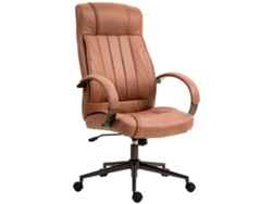 VPMKP - Vinsetto silla de oficina marrón 61,5x52,5x118-126 cm, ergonómica giratoria, altura ajustable, reposacabezas, brazos y respaldo acolchado