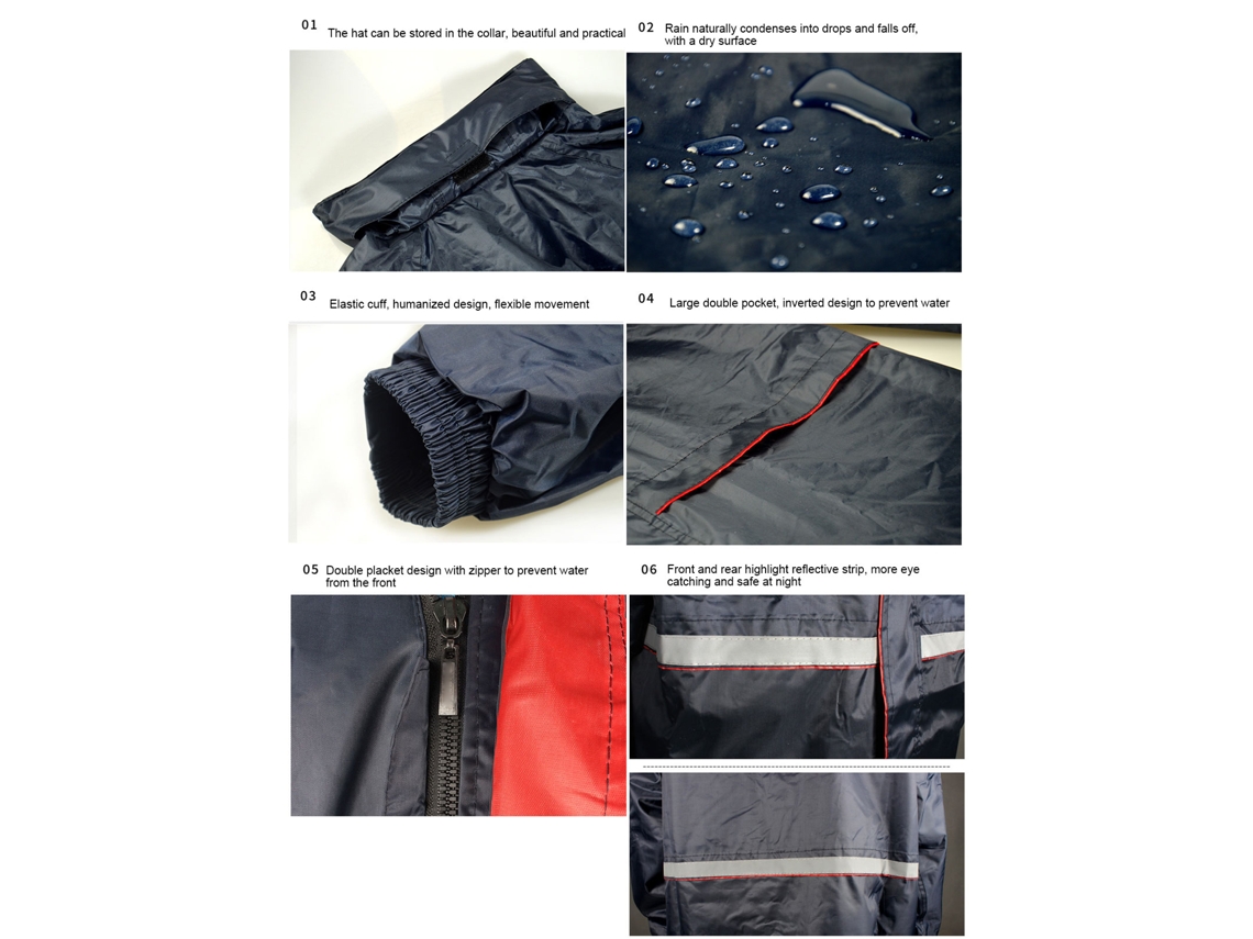 Conjunto de impermeable reflectante de doble capa, chaqueta impermeable, pantalones divididos para motociclismo, talla 3XL