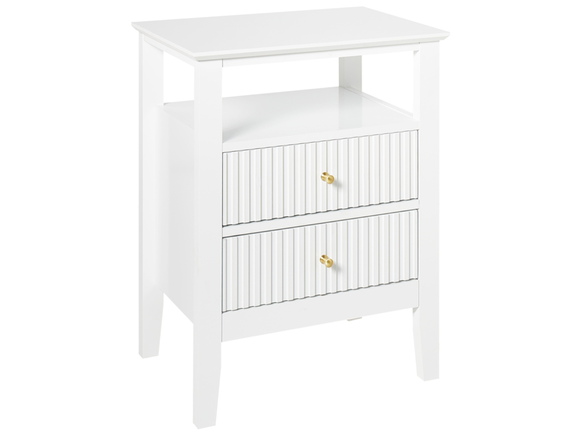 BELIANI Mesita de Noche Assisi con 2 Cajones en Mdf Blanco 48X35X62