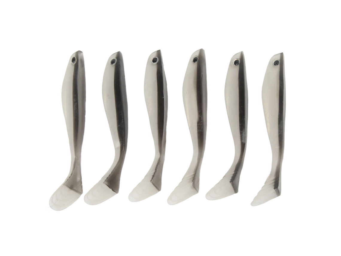 6pcs Cebo De Pesca Suave 10cm Cola T Silicona Bicolor Para Agua Salada Y Dulce