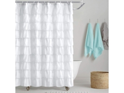 Cortina de ducha blanca con volantes estilo rústico, tela transparente para baño, 183 cm Jortmrd