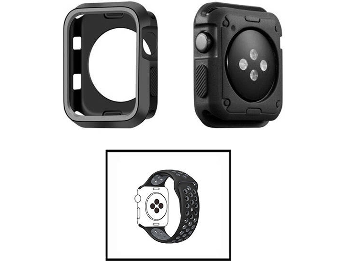 Carcasa Military + Correa SportyStyle PHONECARE Apple iWatch Series 4 - 44mm Negro y Gris