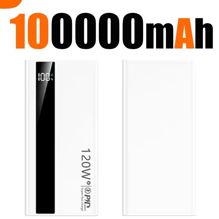 (blanco 100000 Mah) Banco De Energía De Alta Capacidad De 120 W, Carga Súper Rápida