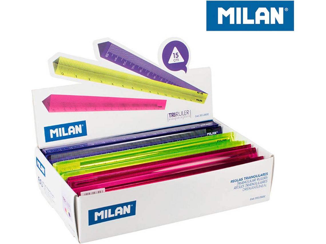 Pack 60 Reglas MILAN Triangulares 15Cm