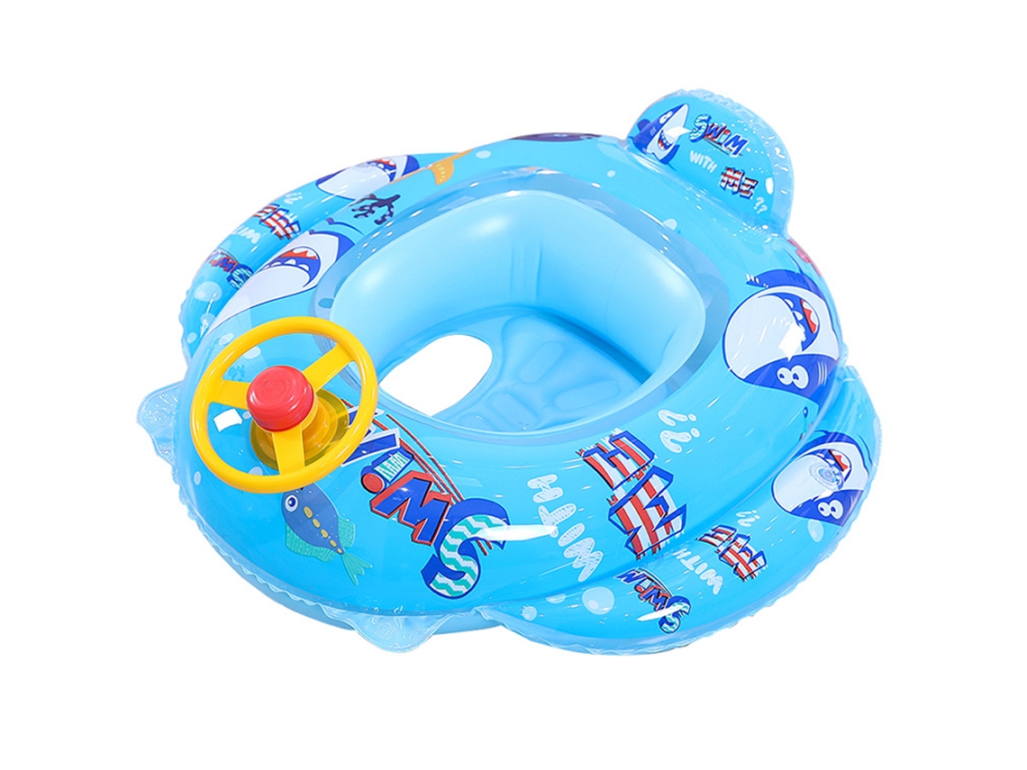 HYMNORA Anillo Hinchable Infantil con Volante y Bocina, Diseño Sirena, Barco para Bebés, Aro de Natación, Juguete Acuático de Verano