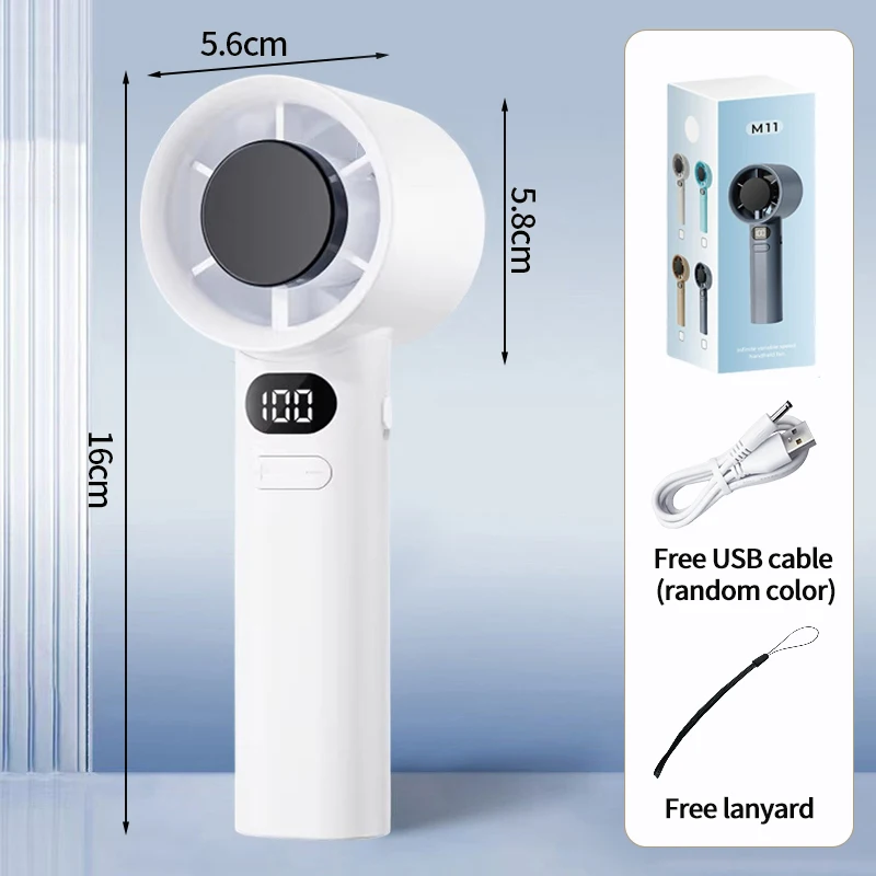 Mini ventilador turbo recargable, USB, para exteriores, pantalla LED MDUG