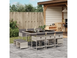 Juego de comedor de jardín de 11 piezas con cojines de mimbre gris de DKD Home Decor