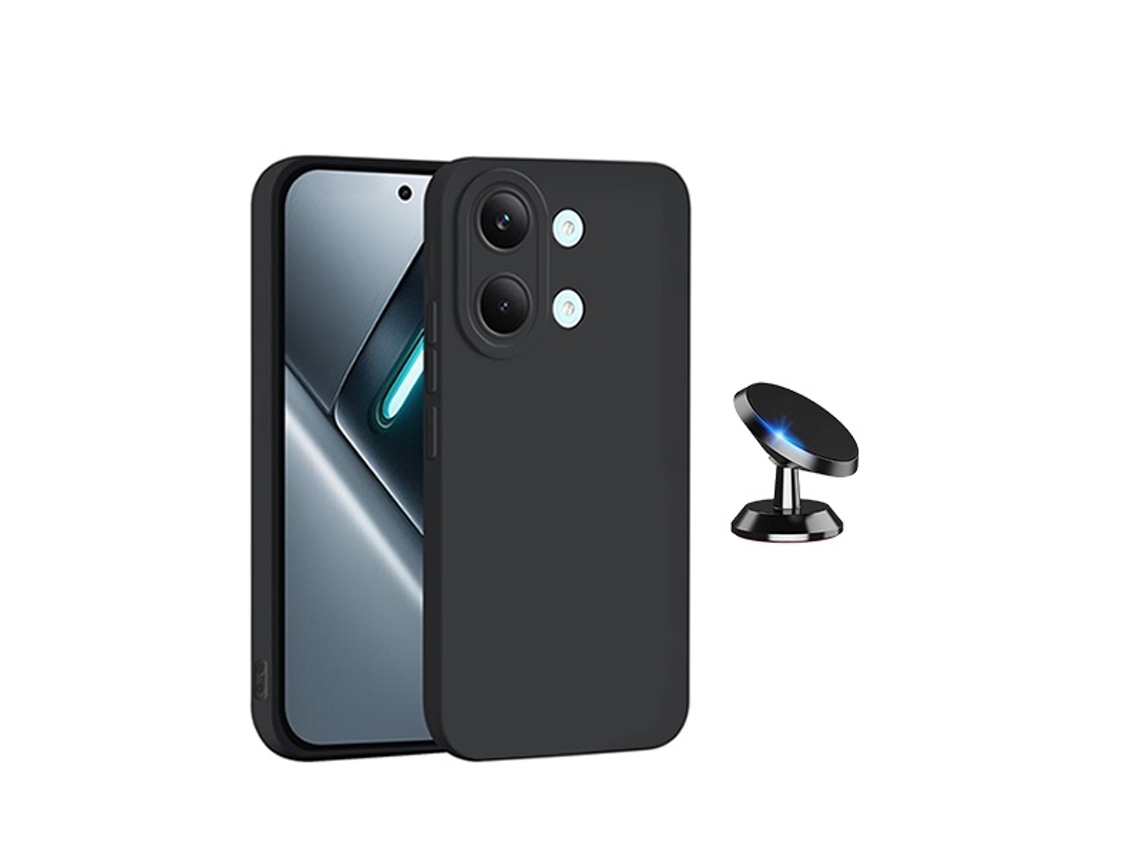 Kit Suporte Magnético Capa Silicone Líquido Phonecare Para Xiaomi Poco X8 Pro Max - Preto