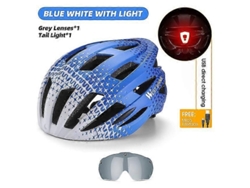 Casco de ciclismo unisex con luz trasera, gafas y visera solar. Ideal para bicicletas de montaña, de carretera y eléctricas.