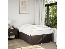 Estructura De Cama Sin Colchón Tela Marrón Oscuro 120x200 Cm