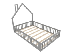 Cama infantil, madera maciza de pino, requiere montaje, gris - 140x200