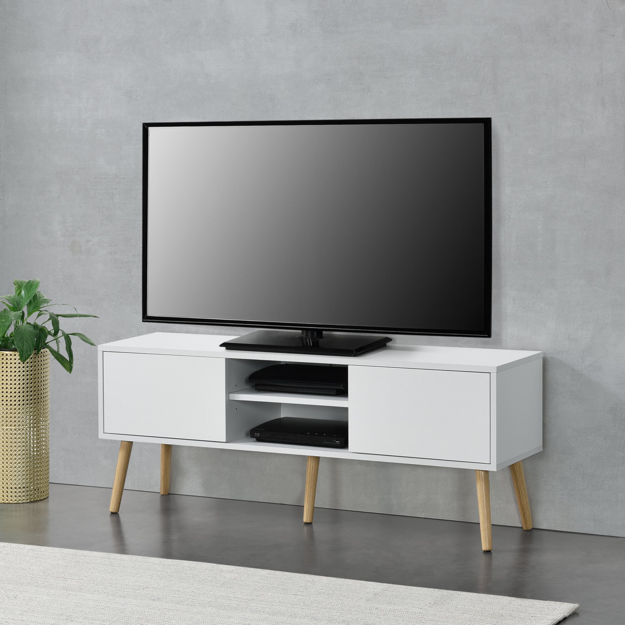 Mueble de TV [EN.CASA] (Aglomerado - Blanco - 120 x 30 x 47 cm)