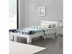 Cama Individual [ES.CASA] (204 x 124 x 68 cm - Madera de Pino - Blanco)