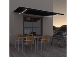 Toldo automático con LED y sensor de viento, 500 x 350 cm, antracita, DKD Home Decor