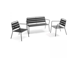 Salón de jardín de metal con 2 sillas y 1 banco