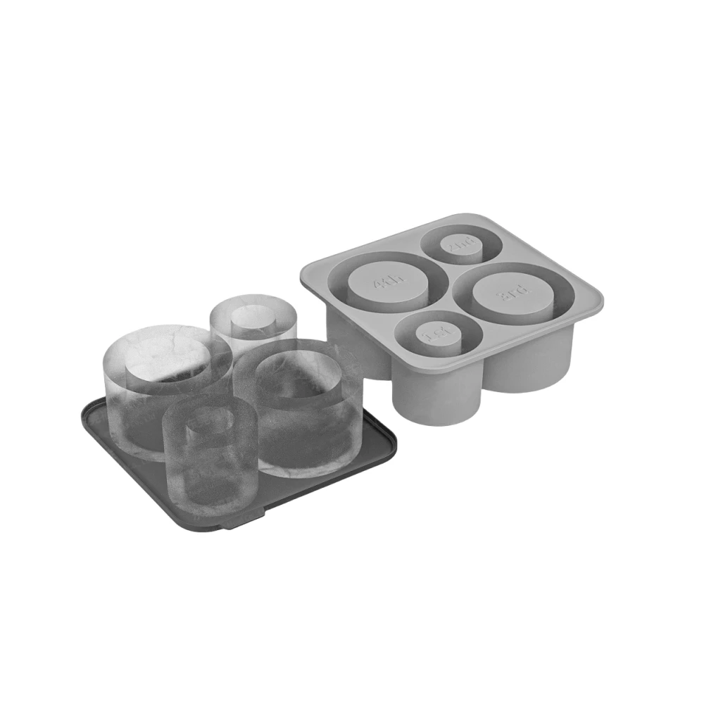 Bandeja redonda de silicona para cubitos de hielo, ideal para el verano, compatible con vasos Stanley y máquina para hacer helados ecológica MDUG (gris).
