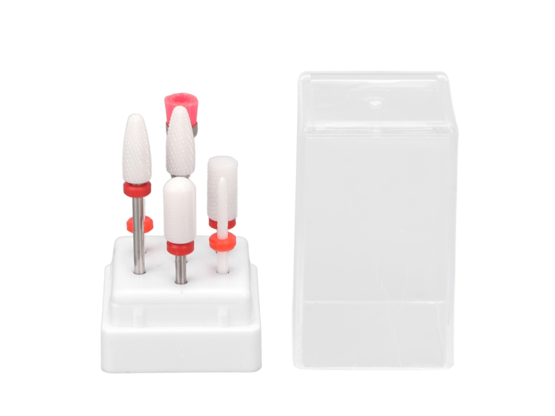 Soporte profesional para cabezales de uñas con 7 puntas de cerámica para exhibición de brocas de manicura y pedicura.
