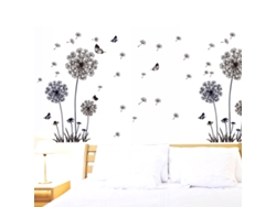MEOIRUERY Pegatinas de Pared de Flor de Diente de León con Mariposas Volando - Adhesivos Artísticos (Negro)