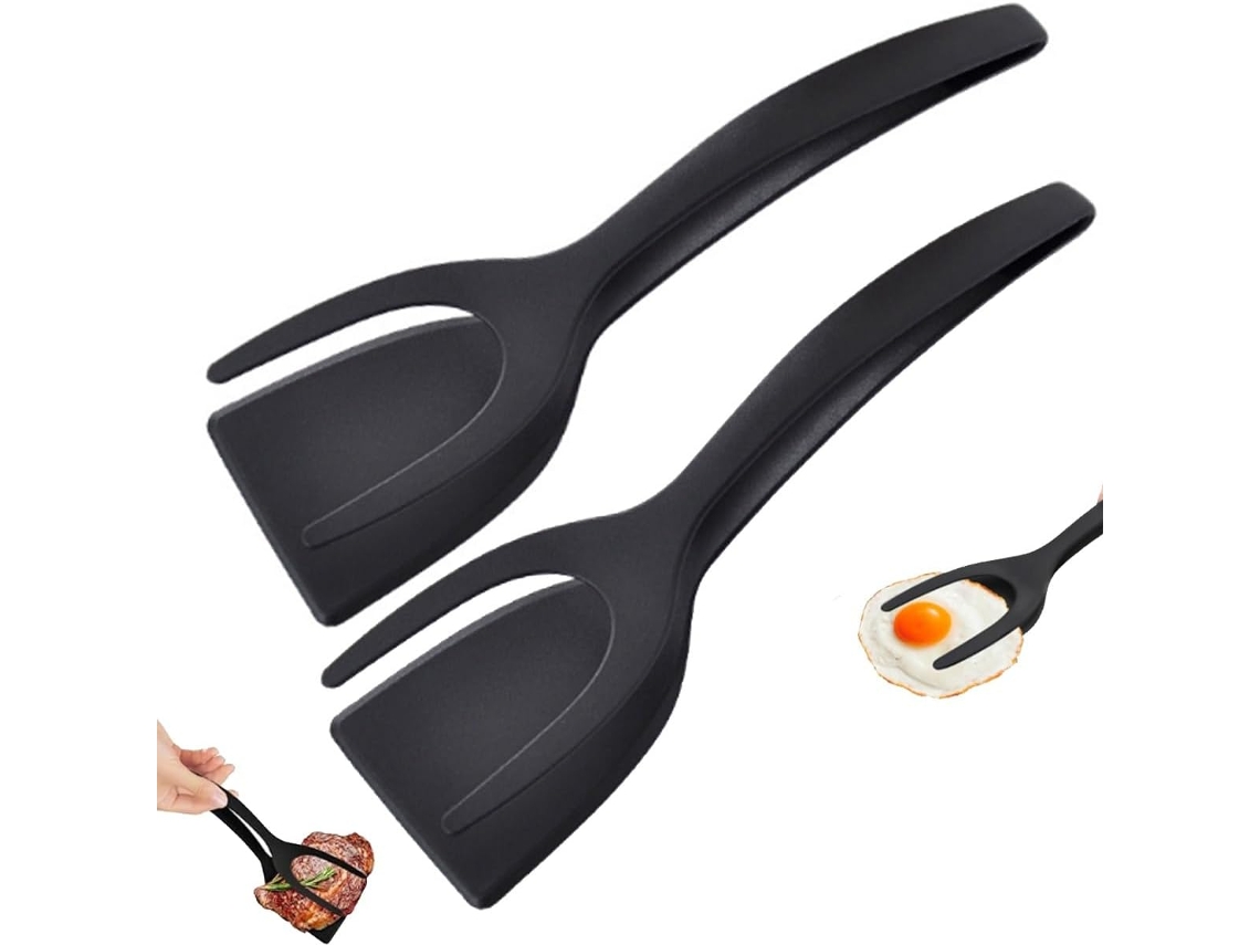 Pinzas For Espátula Con Agarre Y Giro 2 En 1, Pinzas For Aleta De Huevo, Pinzas Con Agarre Frito De Silicona Antiadherente, Herramienta For Hacer Tor